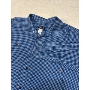 Patagonia Organic Cotton Button Up Mens Size XL Blue Gingham Check Shirt